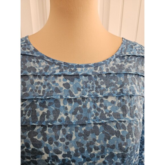 Nanette Lepore Cayman Blue Blouse Long Sleeves Flowy Fabric Nwt Elastic Cuff Med - Picture 4 of 11